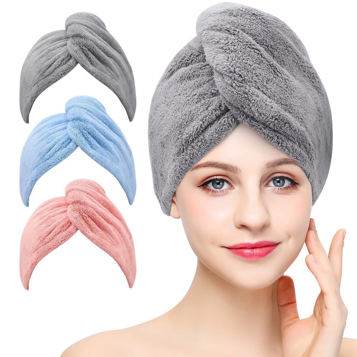 Quick Dry Coral Velvet Bath Towel Cap (pks) - Image 1