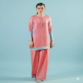 rosy glow swiss lawn shirt – elegant color block design for women