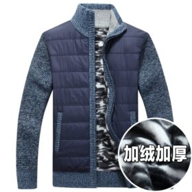 Men’s Warm Velvet-Lined Knit Cardigan Coat(mk)