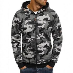 Men’s Camouflage Hooded Zip-Up Jacket(mk)