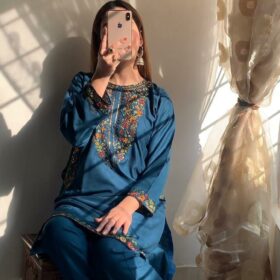 Elegant 2-Piece Women's Stitched Suit with Embroidered Shirt and Trouser(mk)