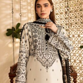 Premium Women's Embroidered Cotton 3-Piece Stitched Suit(mk)