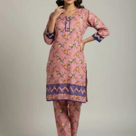 Winter Crystal Wool Printed Suit – Shirt & Trouser Set(mk)