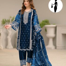 3 Pcs Women's Stitched Embroidered Suit(mk)