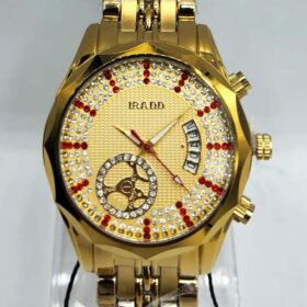 Luxury Gold-Tone Men's Watch with Diamond-Cut Bezel(mk)