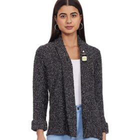 Stylish Women's Stitched Grey Wool Blazer(mk)