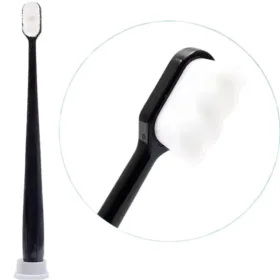 Nano Toothbrush with Travel Case | Ultra Soft Micro-Nano Bristles | For Sensitive Gums, Adults & Kids | Black