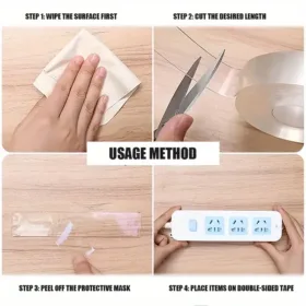 Nano Tape | 5M Double-Sided Transparent Tape | Reusable, Washable & Traceless Gel Grip for Home & Office