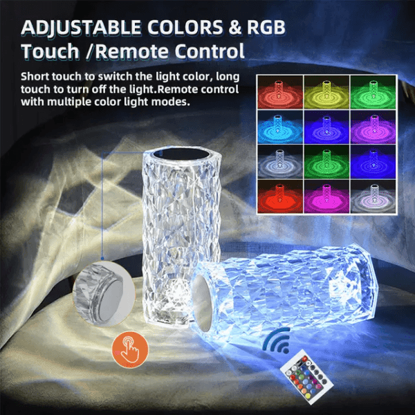 16 Colors Diamond Rose Crystal Touch Lamp(hc) - Image 2