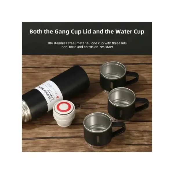 500ml Stainless Steel Vacuum Flask Water Bottle With 2 Extra Cups (160ml)(hc) - Image 4