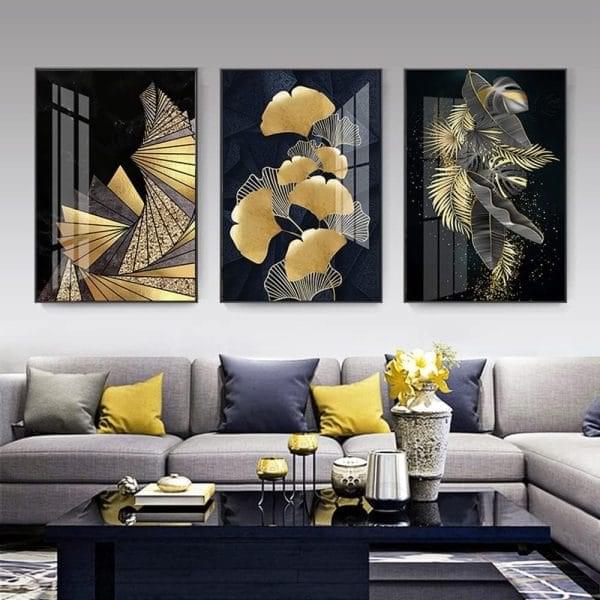 Set Of 3pcs Flower Metal Art Wall Frame For Home And Office (hc) - Image 1