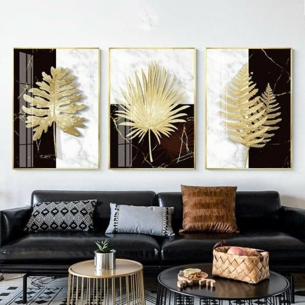 Set Of 3pcs Flower Metal Art Wall Frame For Home And Office(hc) - Image 1
