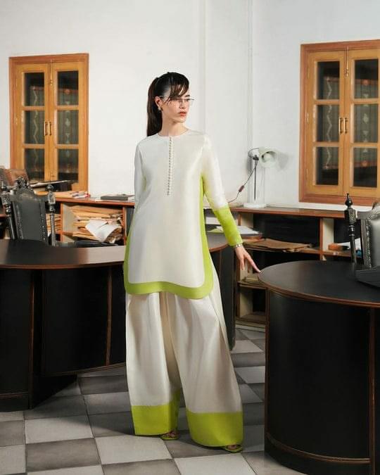 rosy glow swiss lawn shirt – elegant color block design for women